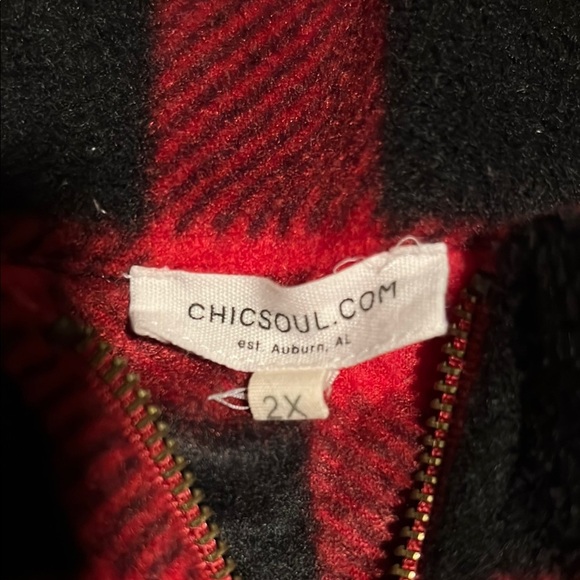 Chic Soul - Red and Black Plaid Pullover with White Bottom - Picture 2 of 2